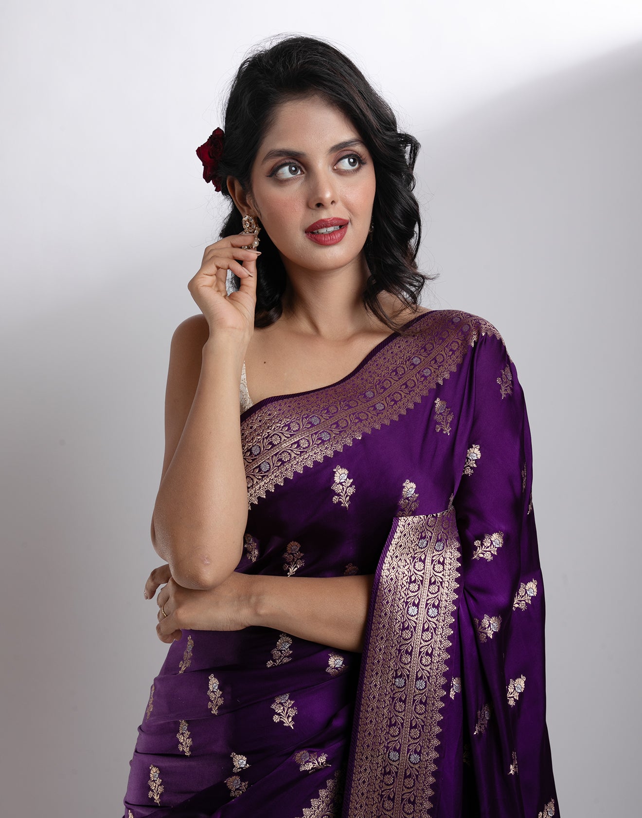 Buy Gracious Purple Festive Silk Saree Online