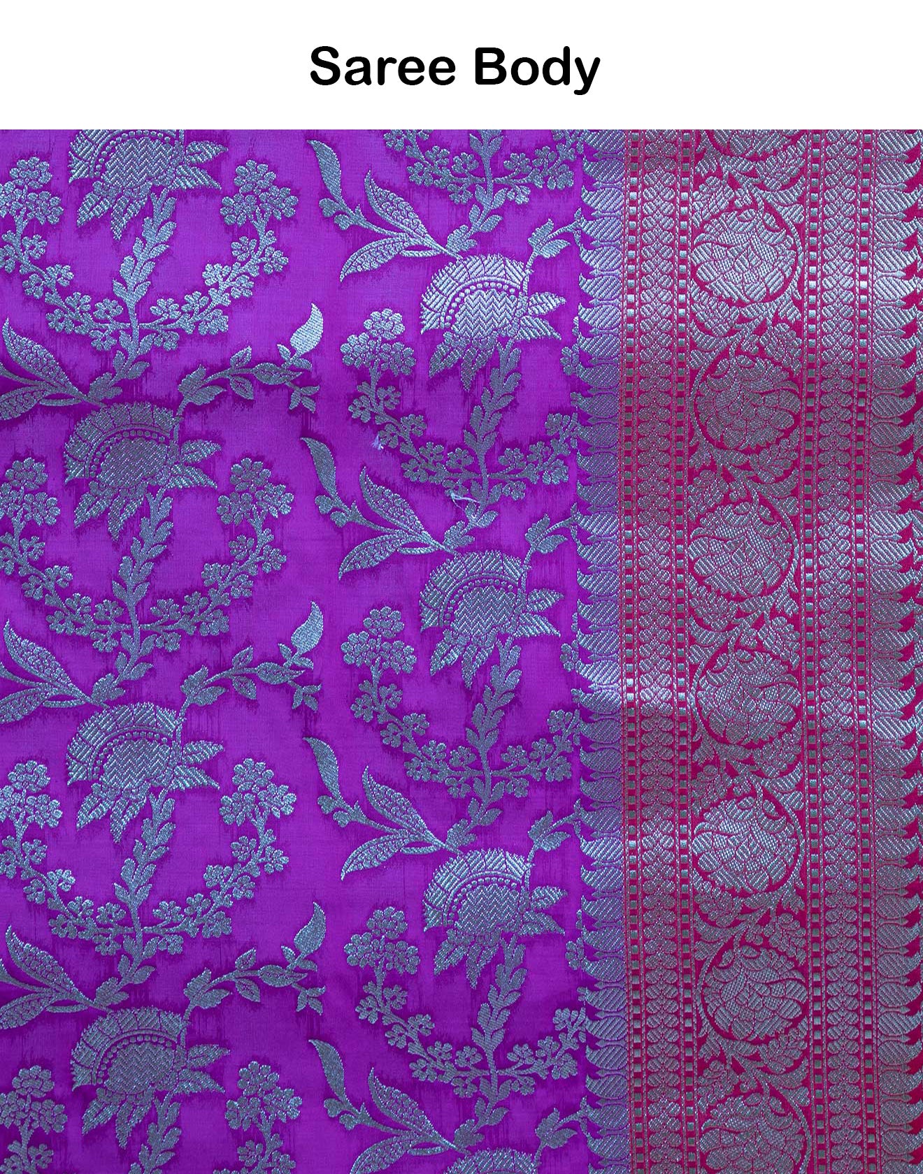 Buy Heliotrope Purple Banarasi Saree with Contrast Pallu