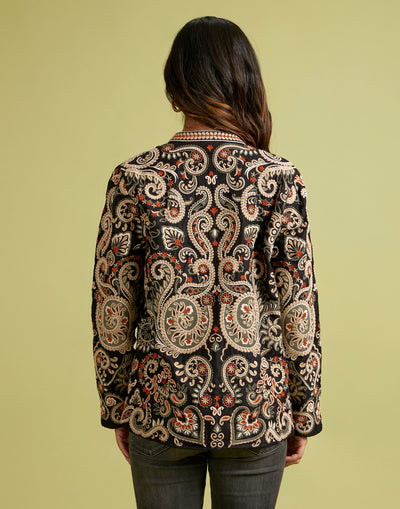 Multicolor Thread Embroidered Front Open Jacket