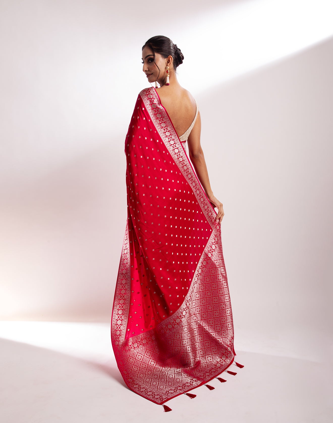 Buy Rani Pink Festive Crepe Silk Saree Online