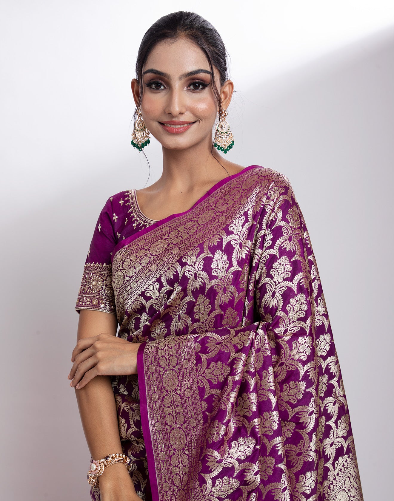 Buy  Vibrant Purple Banarasi Silk Saree online