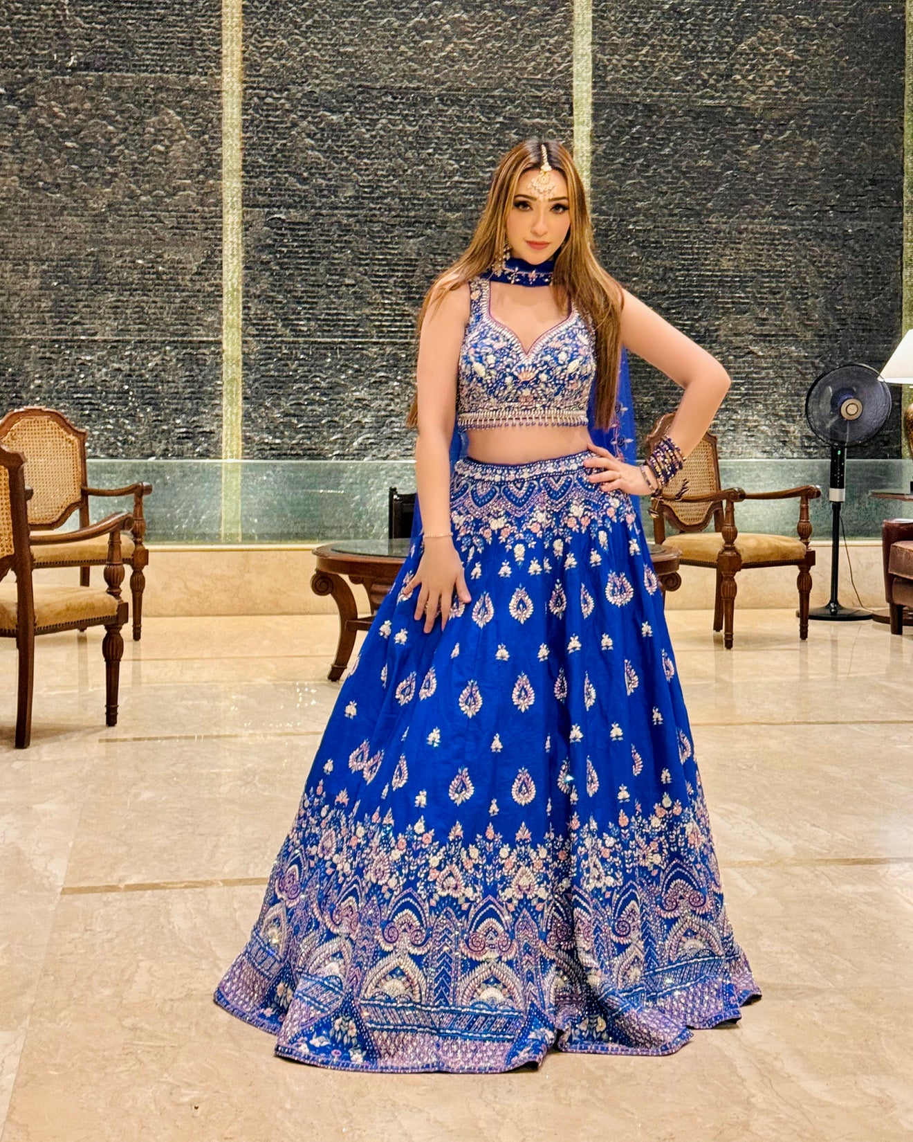 Afsha Khan In Cobalt Blue Embellished Lehenga Set