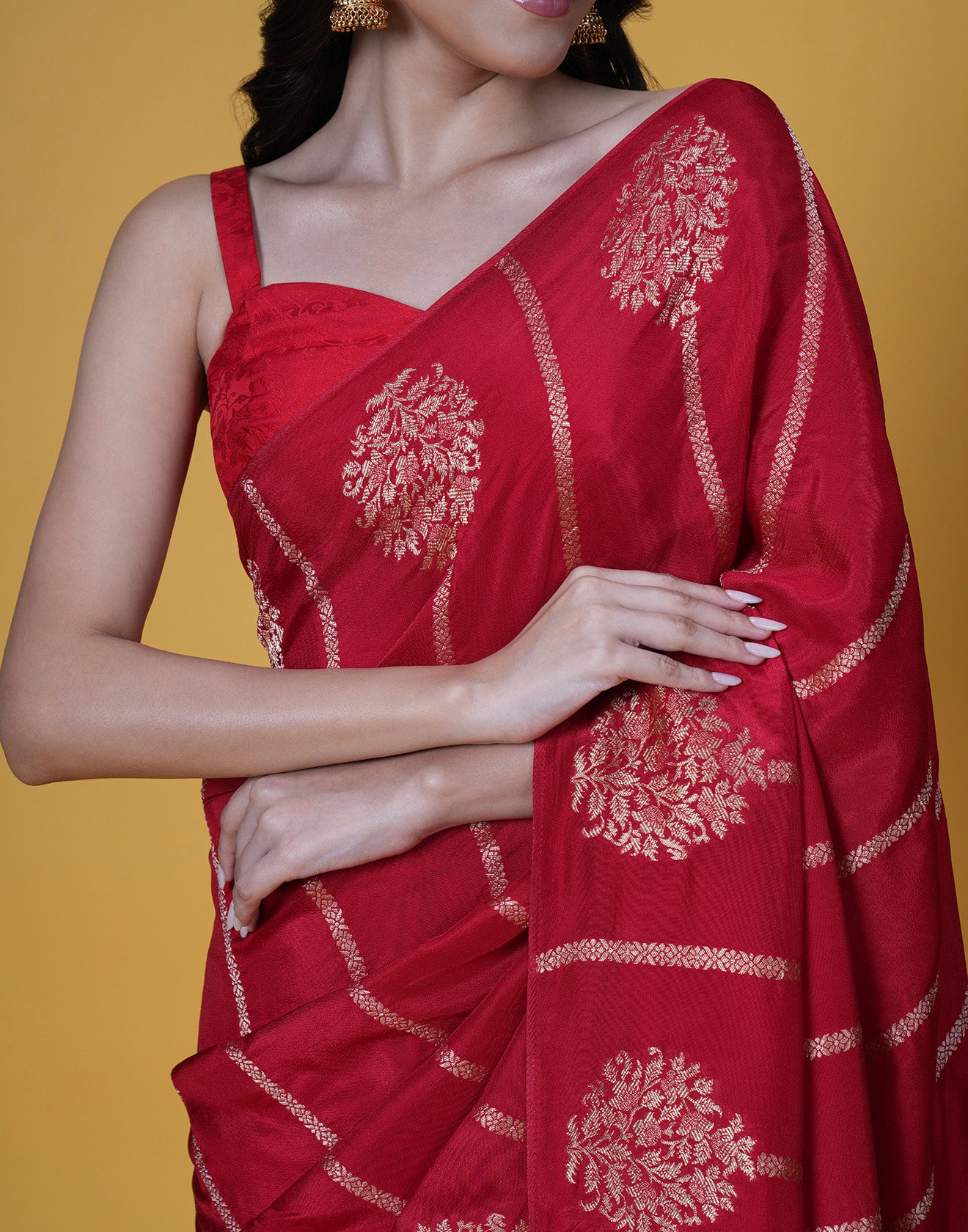 Auspicious Red Festive Silk Saree