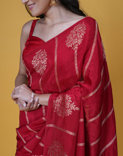 Auspicious Red Festive Silk Saree