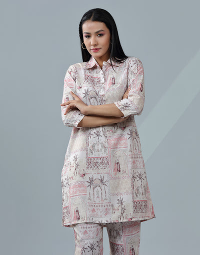 Baluchari Print Fusion Co-ord Set