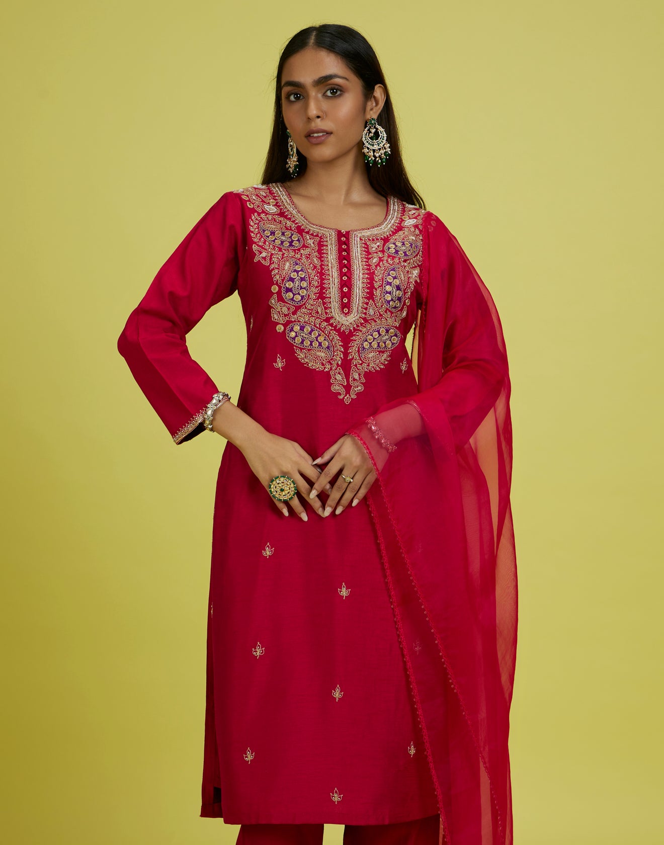 Berry Rush Embroidered Festive Kurta Set