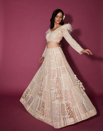 Bisqué Pearl Cocktail Lehenga Set