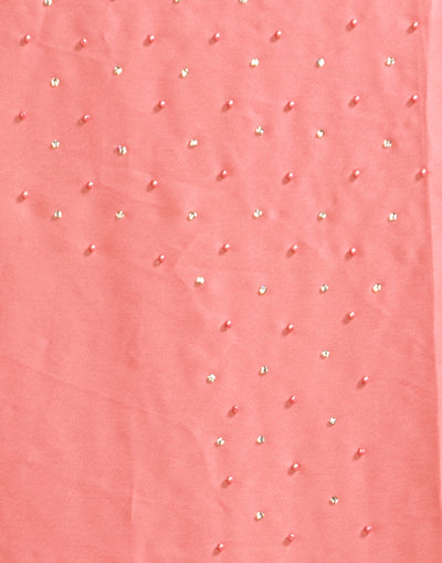 Blush Pink Pearl Smooth Embellished Satin Saree
