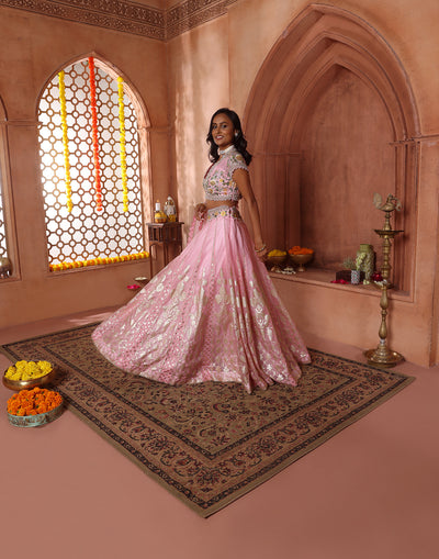 Candyfloss Charm Embroidered Bridesmaid Lehenga Set