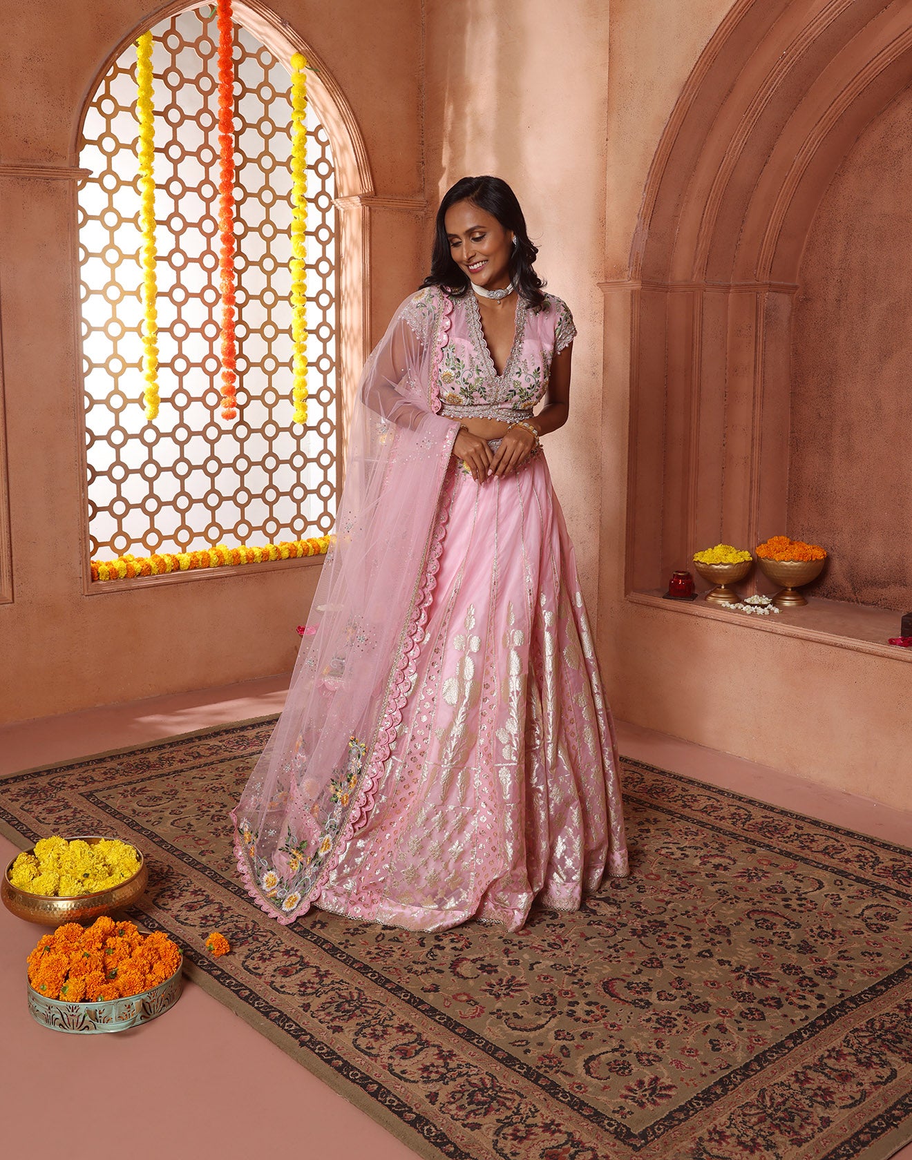 Candyfloss Charm Embroidered Bridesmaid Lehenga Set