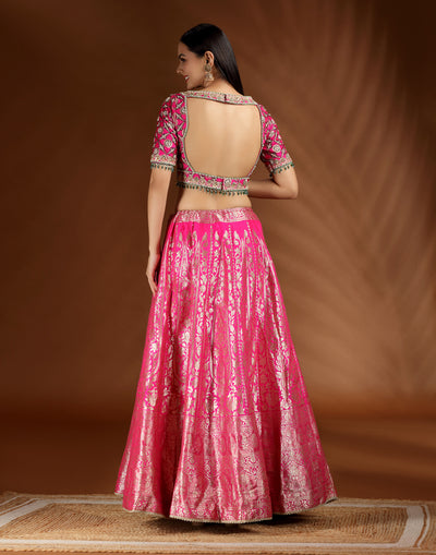 Ceremonial Bloom Brocade Silk Bridesmaid Lehenga Set