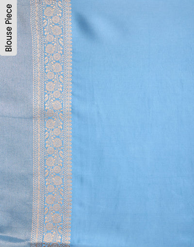 Cravel Grey Blue Festive Silk Saree