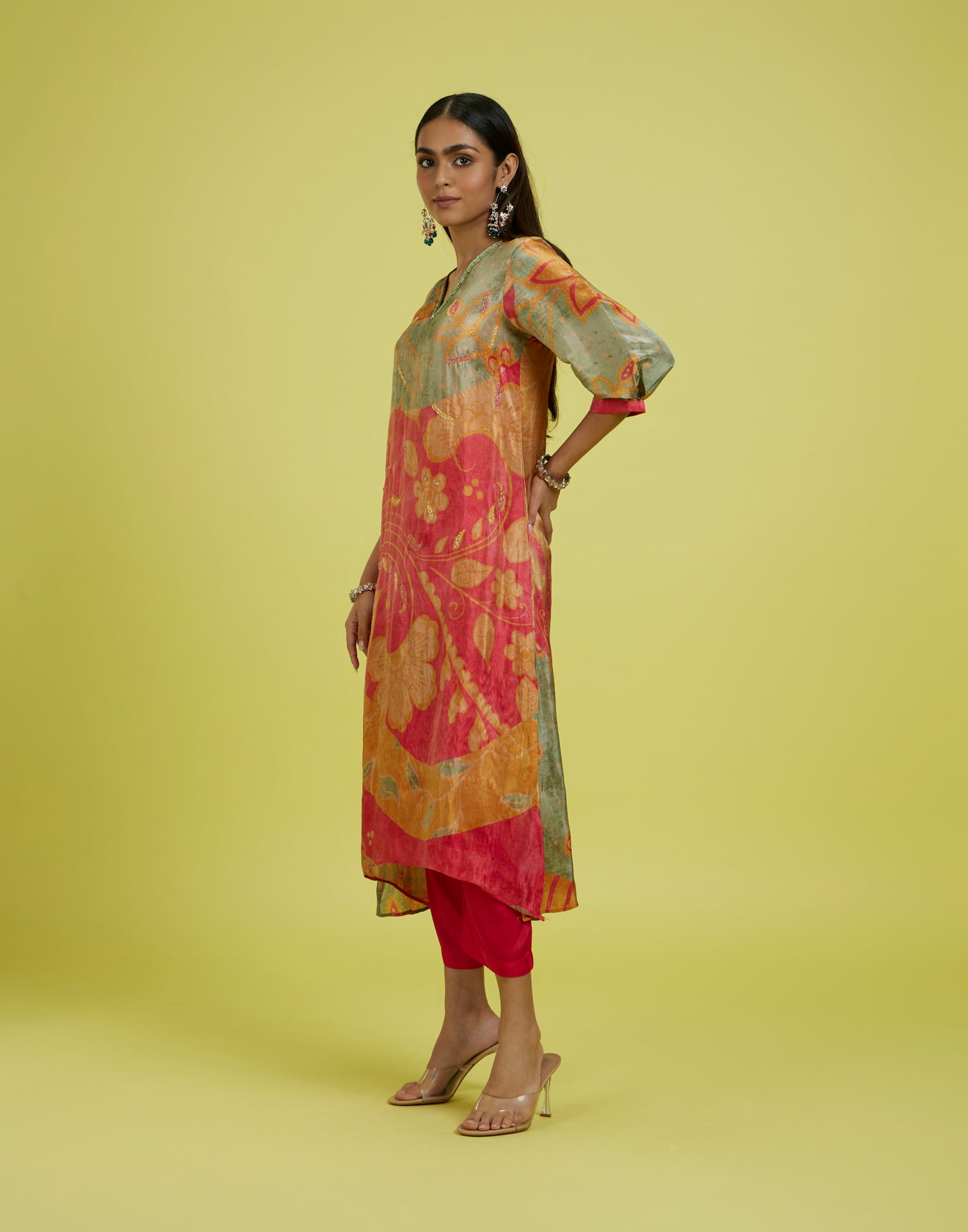 Crush Pink Doodle Printed Festive Silk Kurta Set