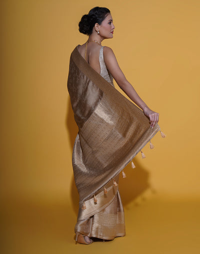 Royal Gold Self Woven Silk Saree