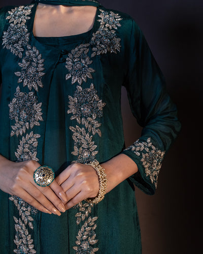 Deep Green Embroidered Salwar Suit Set