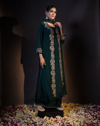 Deep Green Embroidered Salwar Suit Set