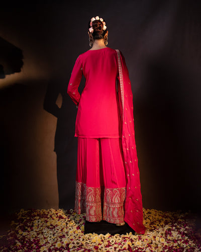 Deep Pink Embellished Salwar Suit Set
