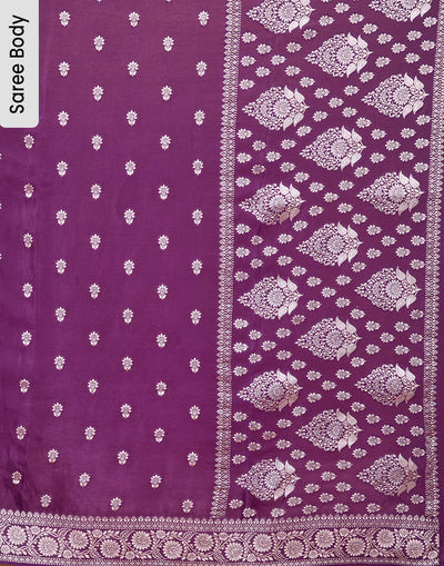 Deep Purple Phool Butta Silk Saree