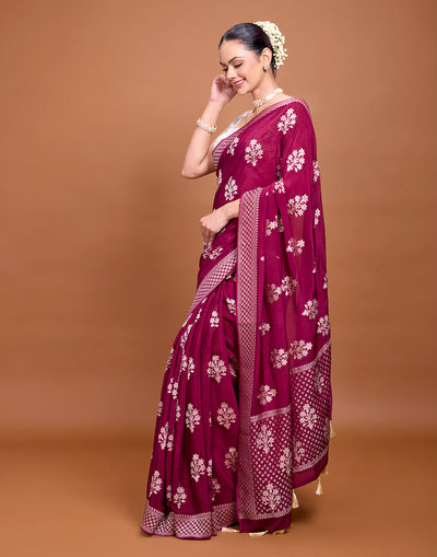 Deep Sangria Festive Chiffon Saree