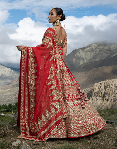 Dilkash Sequin Embroidered Wedding Lehenga In Pure Silk