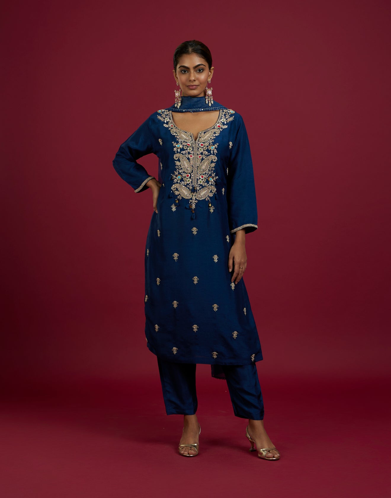 Duke Navy Embroidered Festive Kurta Set