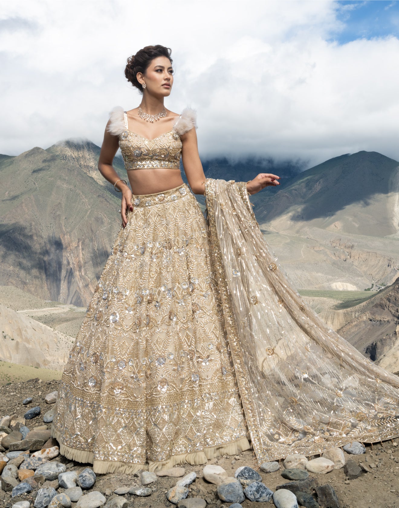 Elysian Embellished Lehenga For Wedding Reception