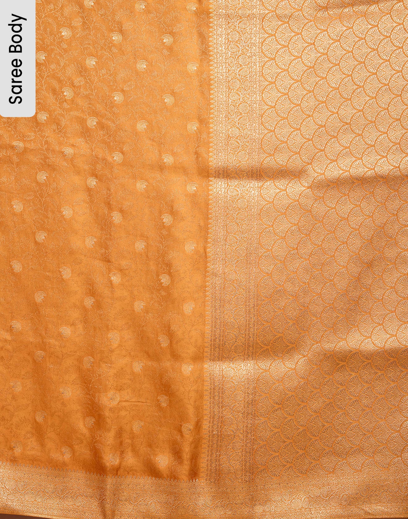 Festive Marigold Jaal Weave Silk Saree