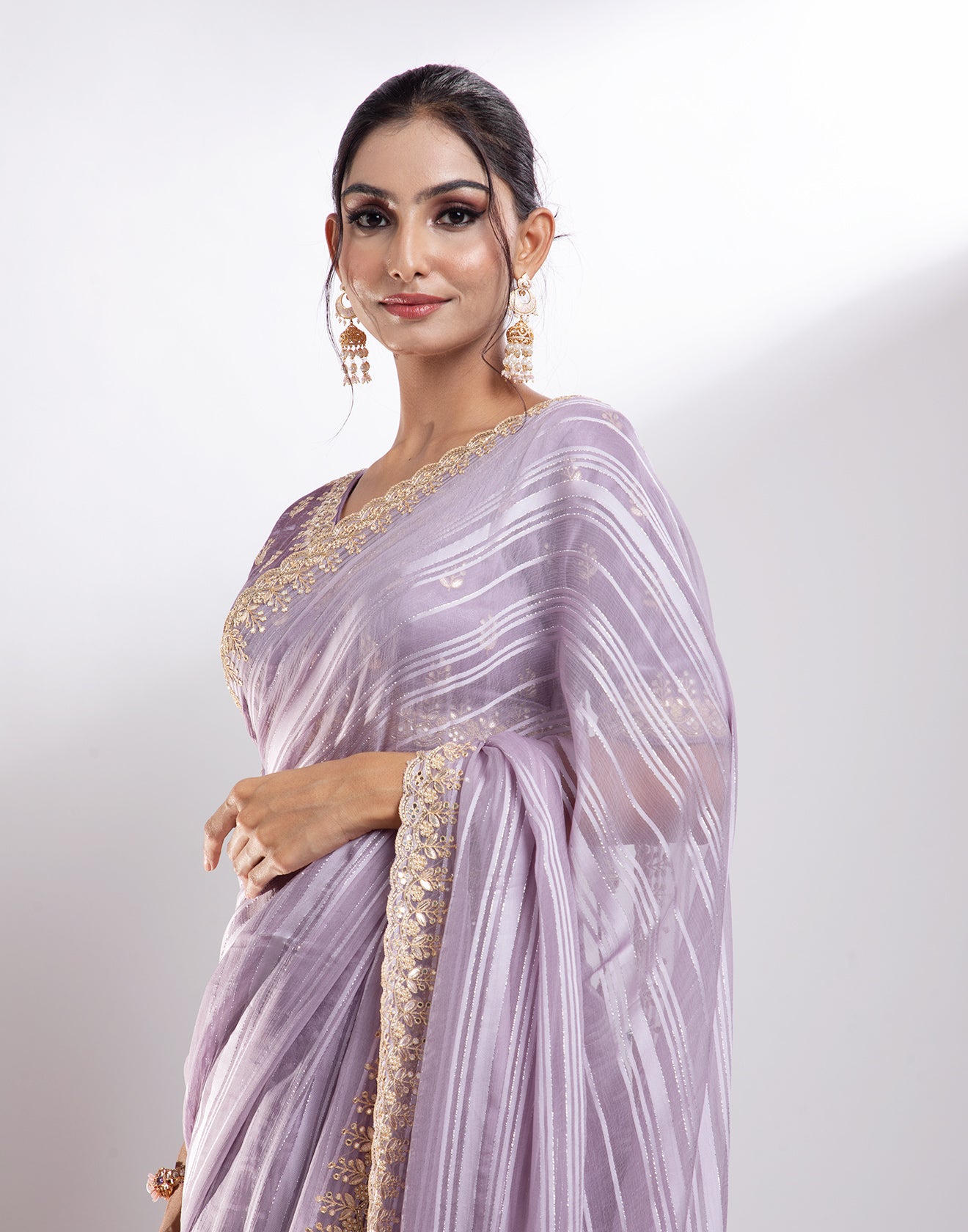 Buy Glorious Lavender Chiffon Saree Online