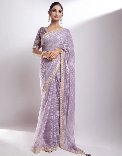 Buy Glorious Lavender Chiffon Saree Online