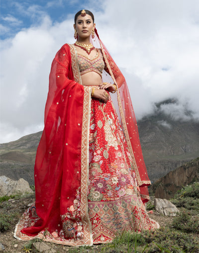 Gulposh Hand Embroidered Wedding Lehenga