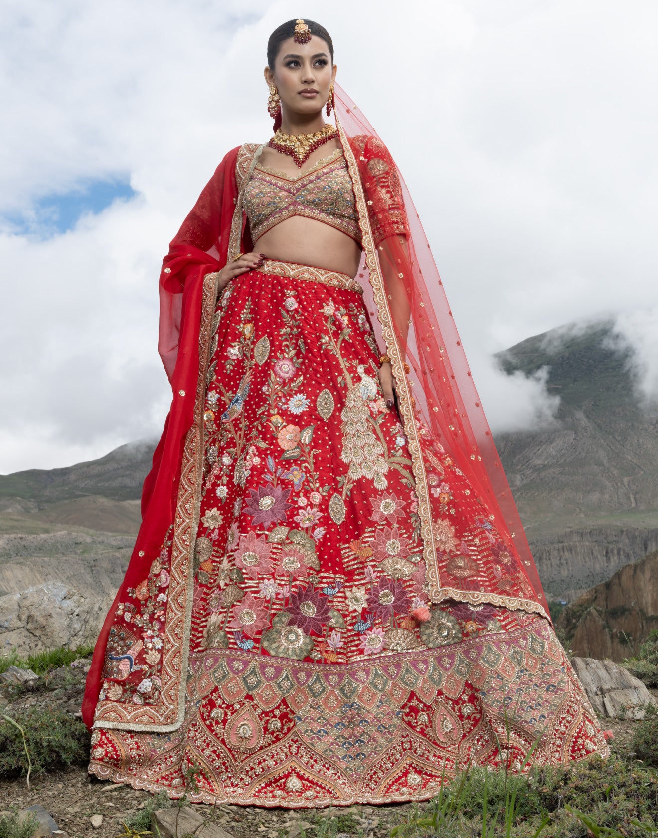 Gulposh Hand Embroidered Wedding Lehenga