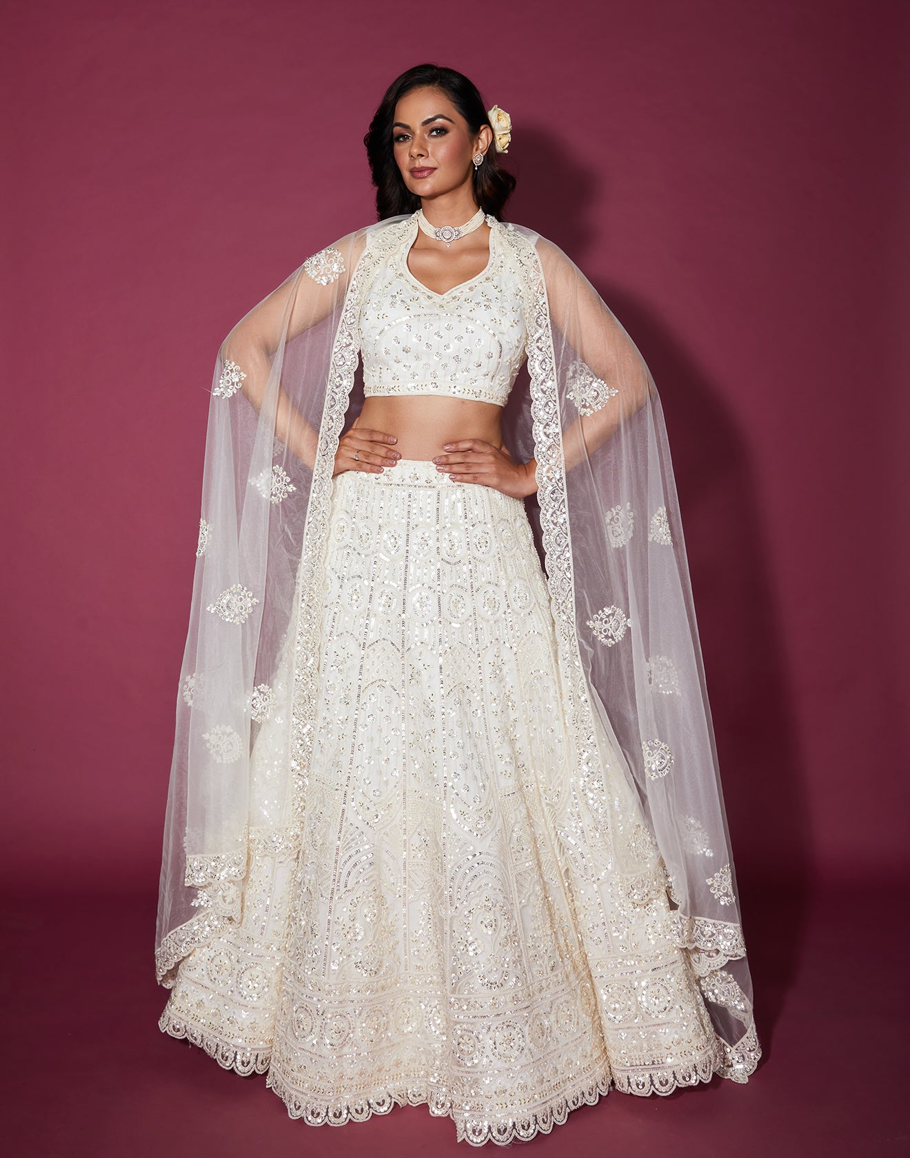 Heavenly Pearl Embellished Lehenga Set