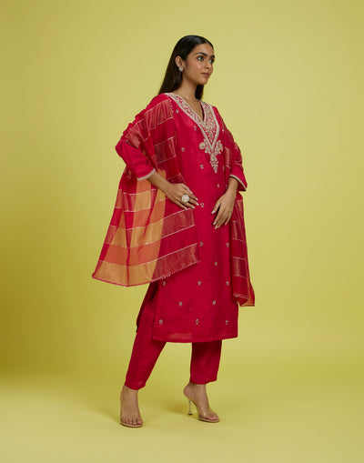 Hibiscus Pink Festive Kurta Set