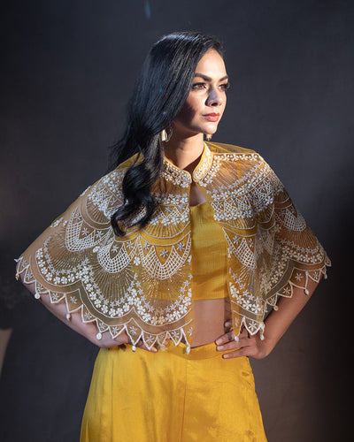 Honeycomb Yellow Embroidered Fusion Set