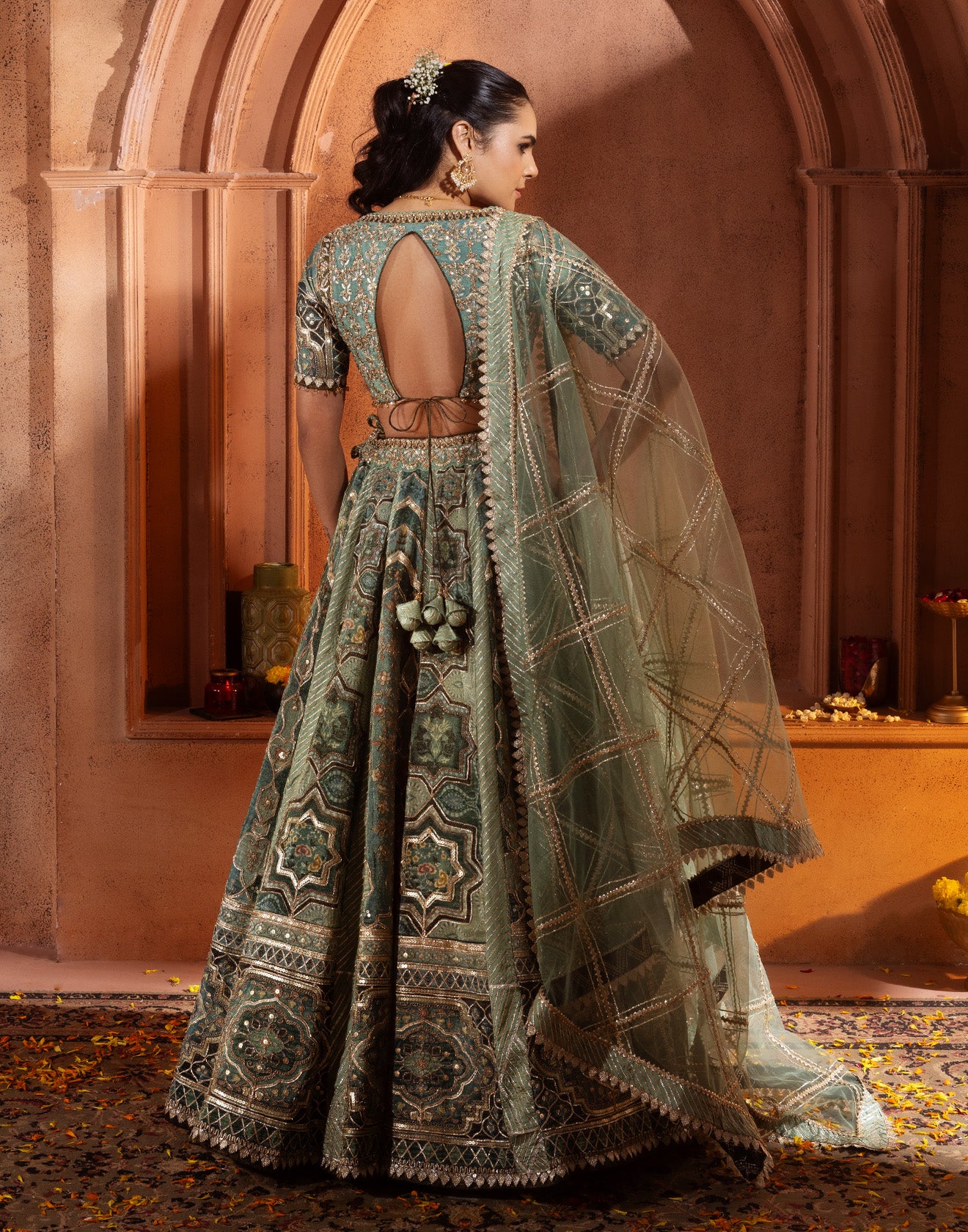 Hues of Olive Mughal-E-Khaas Lehenga Set