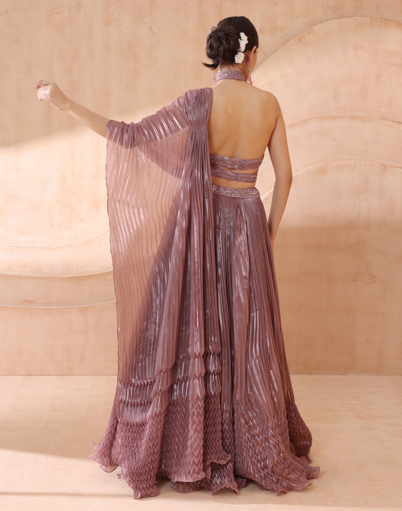 Lavender Blossom Tissue Organza Cocktail Lehenga Set