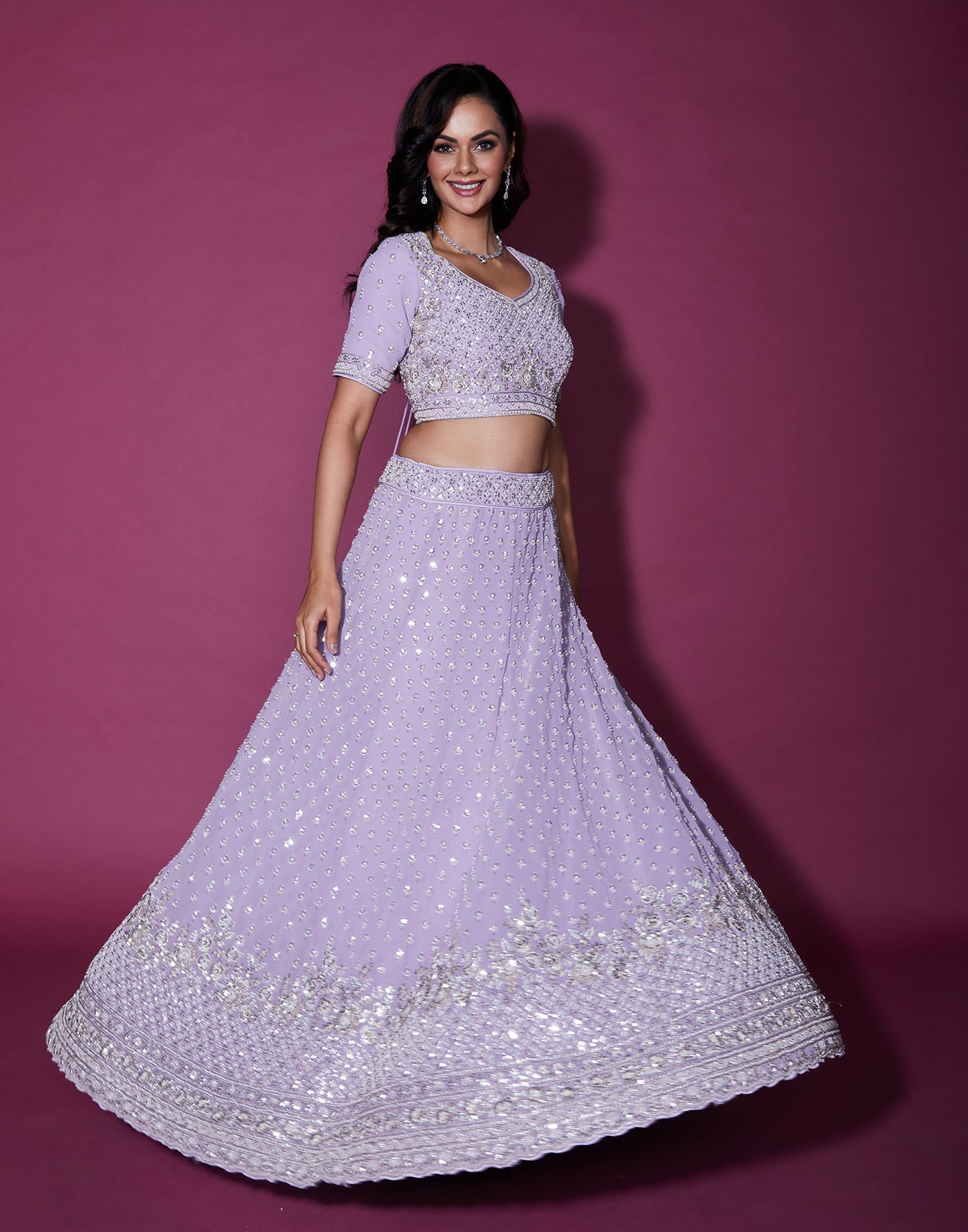 Lavender Charm Embellished Lehenga Set