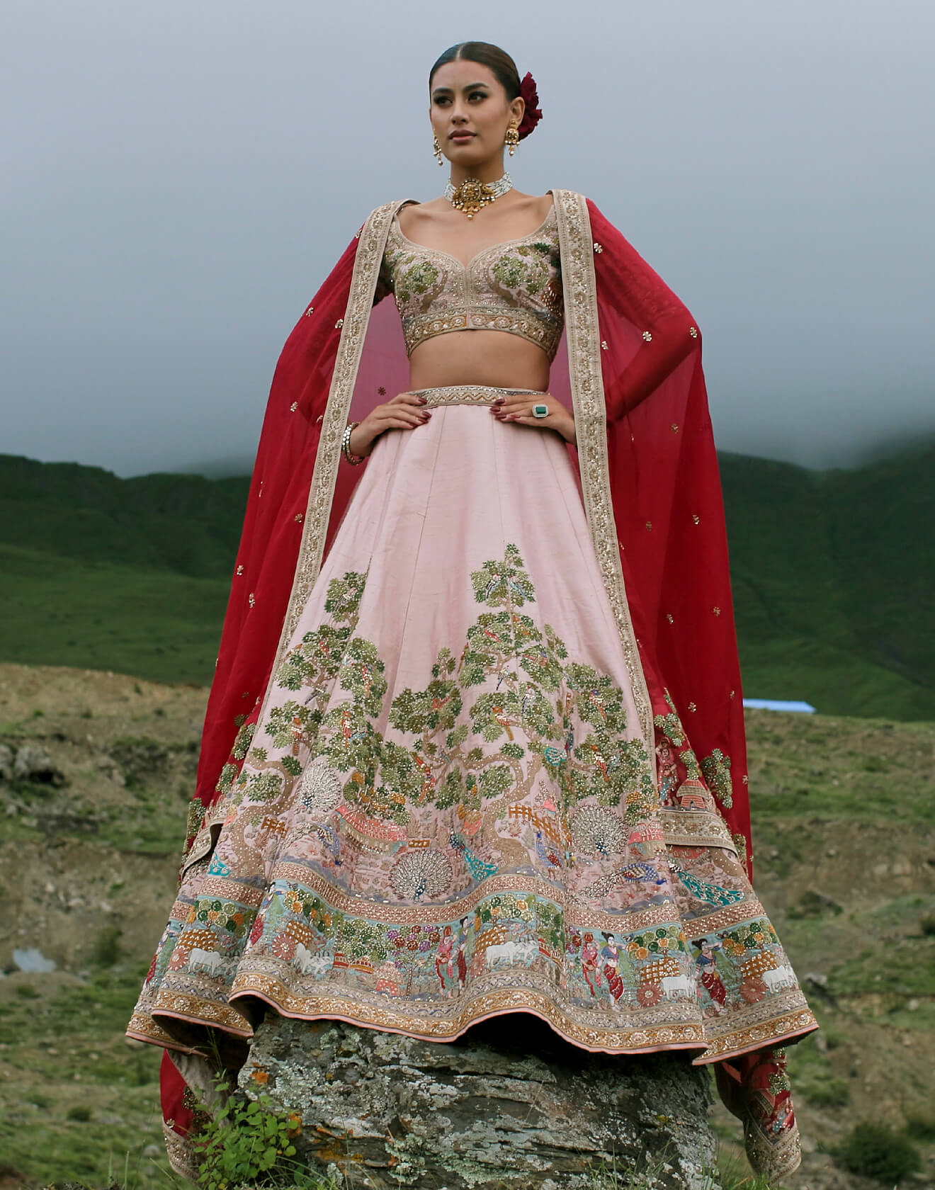 The Peacock Tale Embroidered Bridal Lehenga