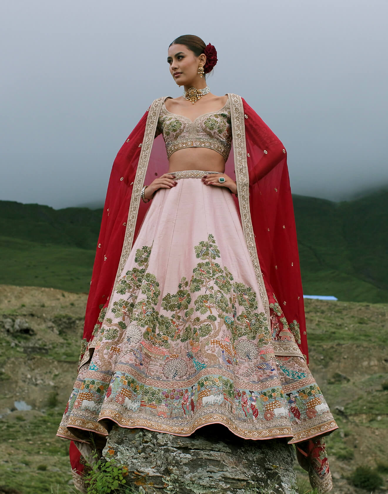 The Peacock Tale Embroidered Bridal Lehenga