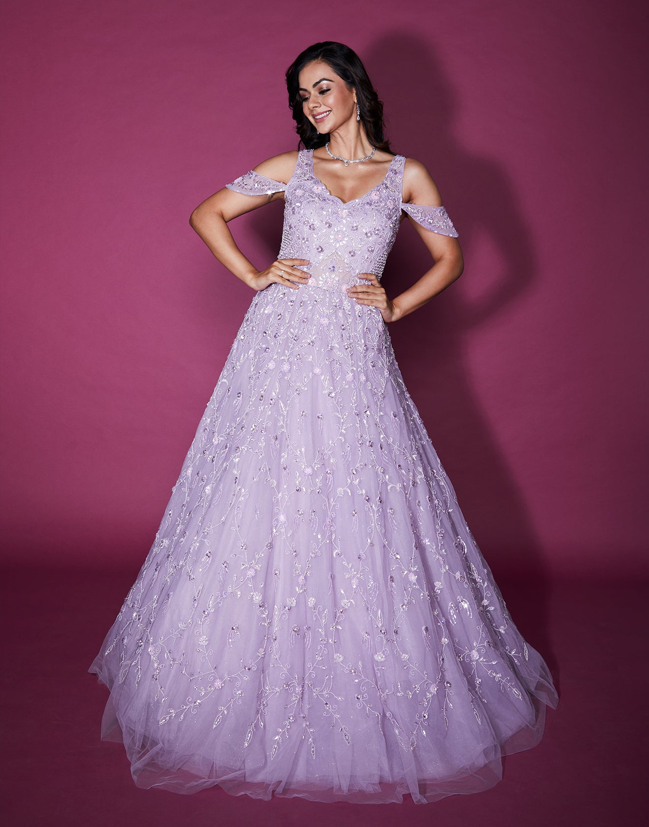 Lilac Embellished Bridal Gown