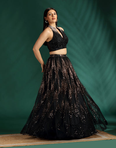 Magical Black Cocktail Lehenga Set