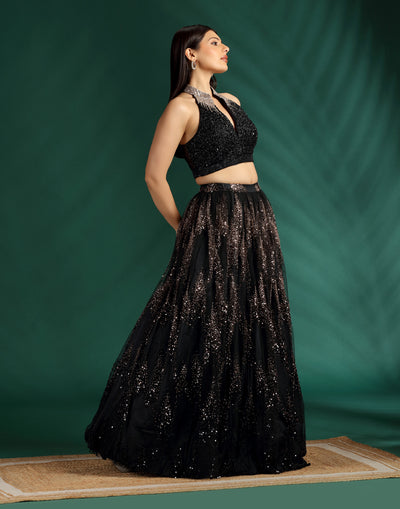 Magical Black Cocktail Lehenga Set