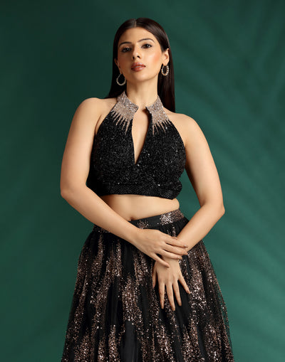 Magical Black Cocktail Lehenga Set