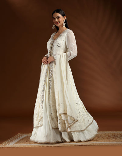 Maple Mousse Pure Lucknowi Embroidered Suit Set