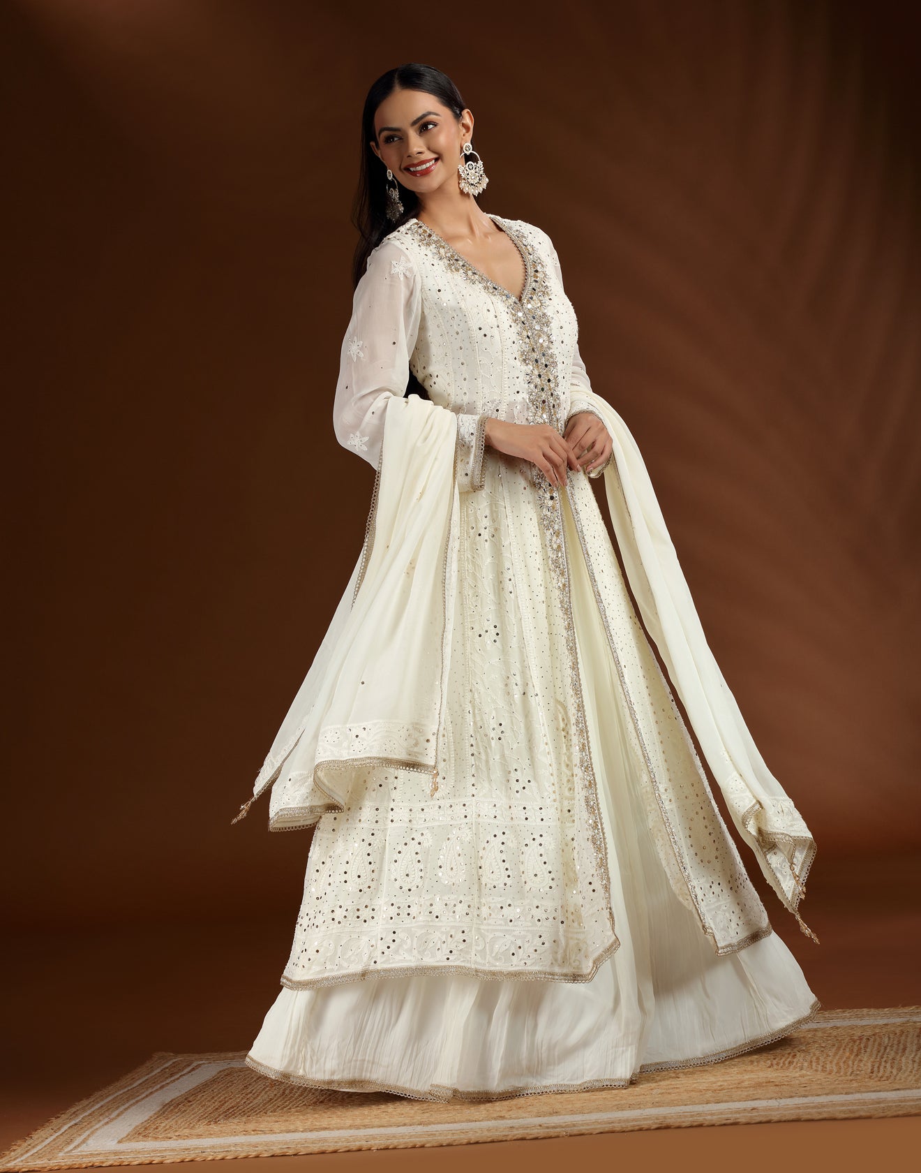 Maple Mousse Pure Lucknowi Embroidered Suit Set