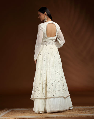 Maple Mousse Pure Lucknowi Embroidered Suit Set