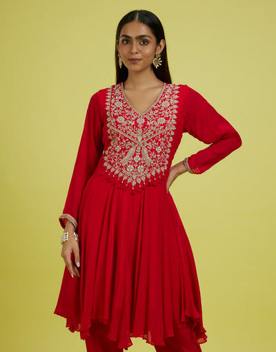 Mastani Laal Zardosi Embroidered Co-Ord Kurta Set