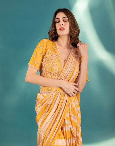 Merigold Striped Pre-stitched Saree