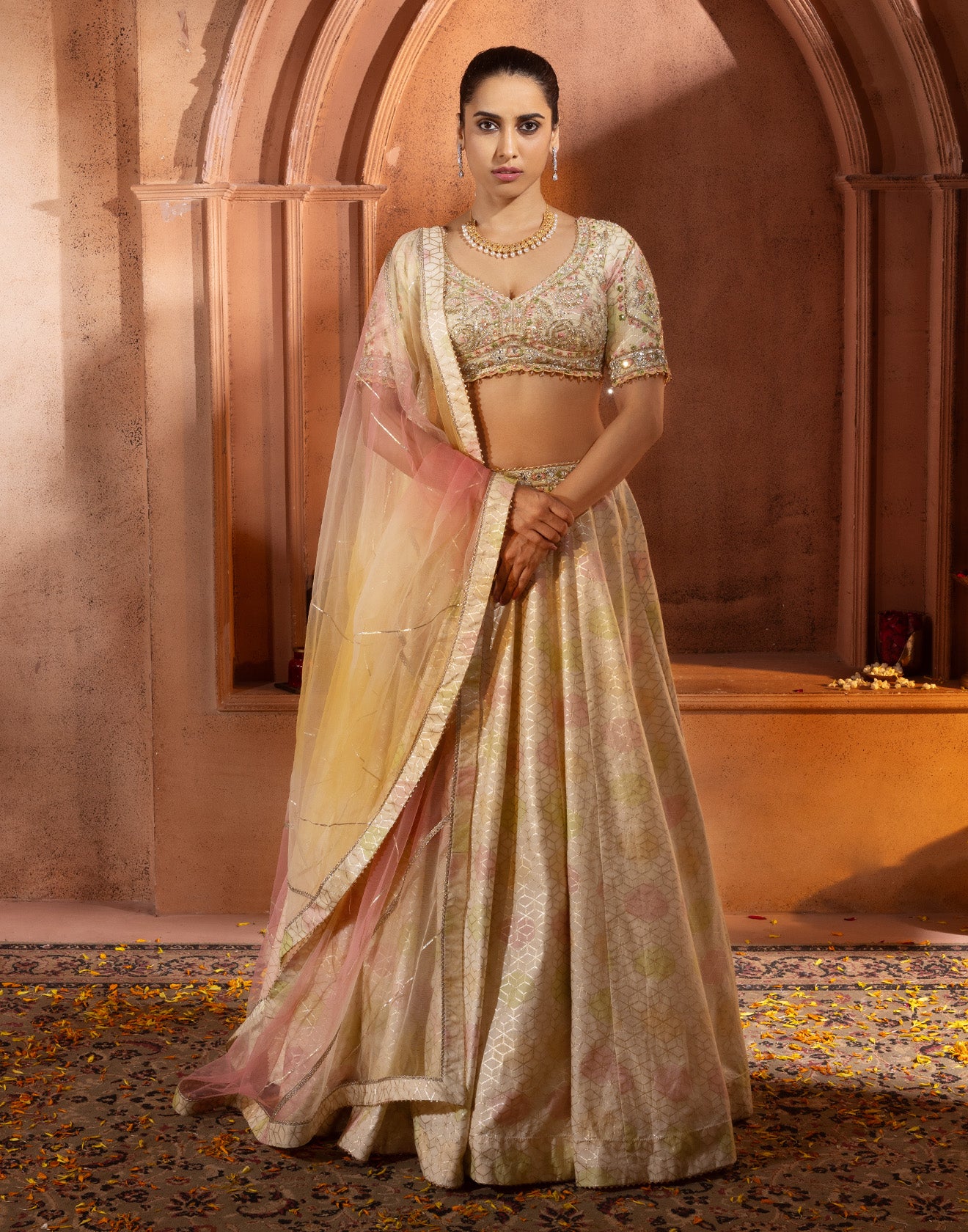 Millennial Pastel Multicolor Silk Lehenga Set