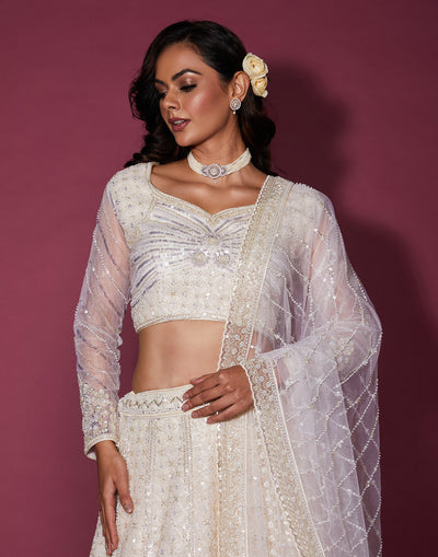 Mistiqué Beige Embellished Bridal Lehenga Set